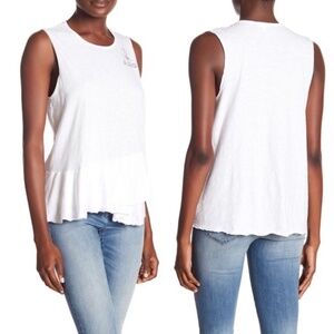 NWOT Sundry Ti Amo White Peplum Tank Top Sz. 1 (S)